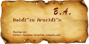 Balázs Arszlán névjegykártya
